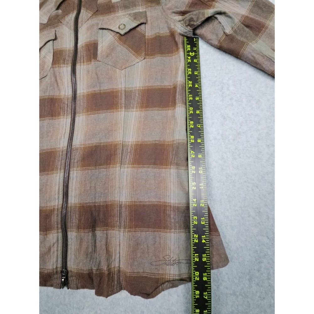 Stetson Women's M Brown Plaid Check Full Zip 100% Cotton Shirt CowgirlCore NWT - Picture 10 of 13